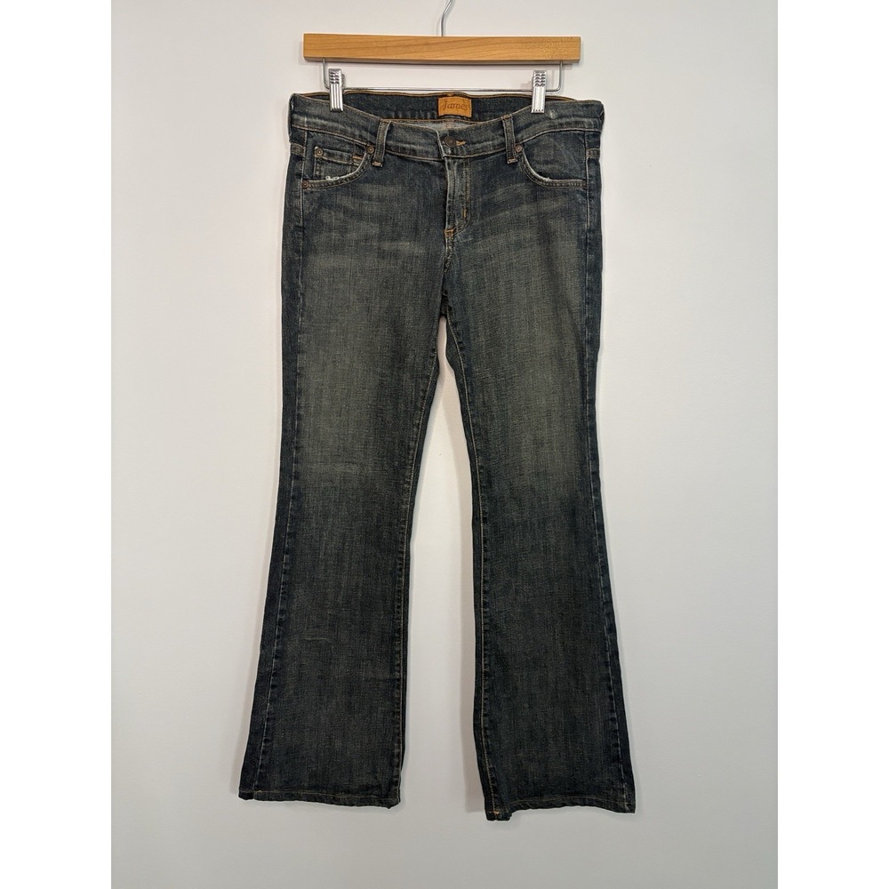 James Low Rise Jeans Bootcut Medium Wash Slight Flare Denim Pants Zip Size 29